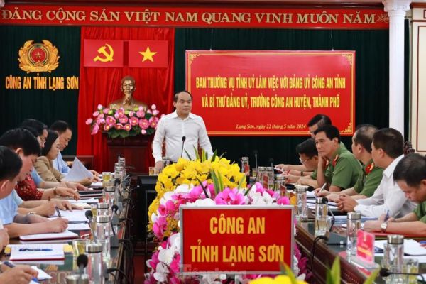Ban Thường vụ Tỉnh ủy Lạng Sơn làm việc với Đảng ủy Công an tỉnh